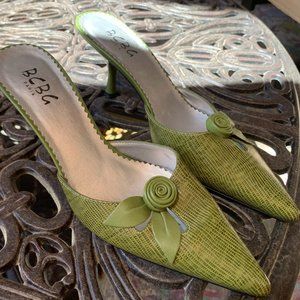 BCBG Lime Green Kitten Heel Mules/size 6 1/2B